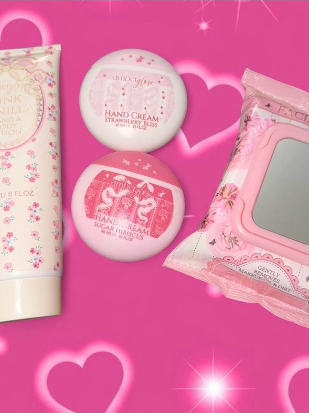 Strawberry & Sugar Hibiscus Hand Cream Set - Pink